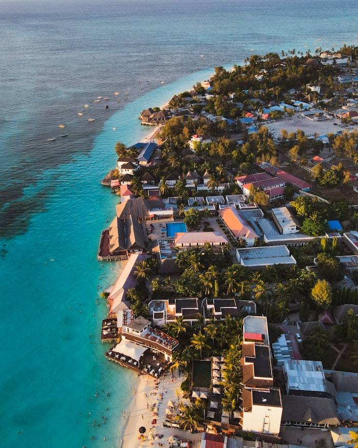 A beach village from the air
